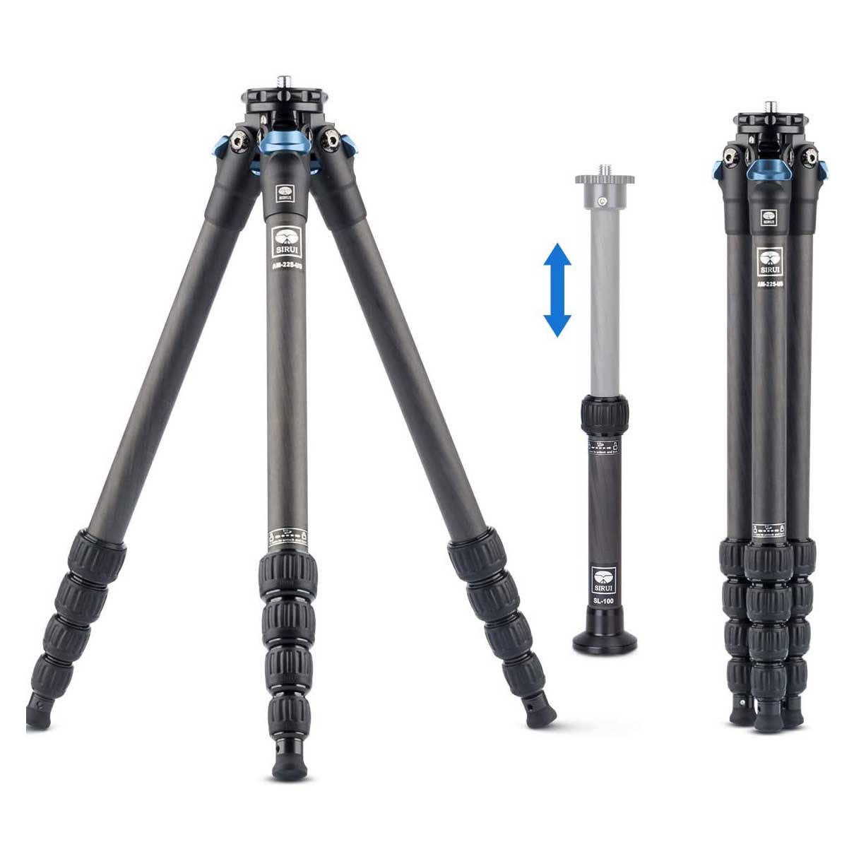 SIRUI AM-225 Travellegs Dreibeinstativ Carbon mit Mittelsule SL-100 - AM2-Serie