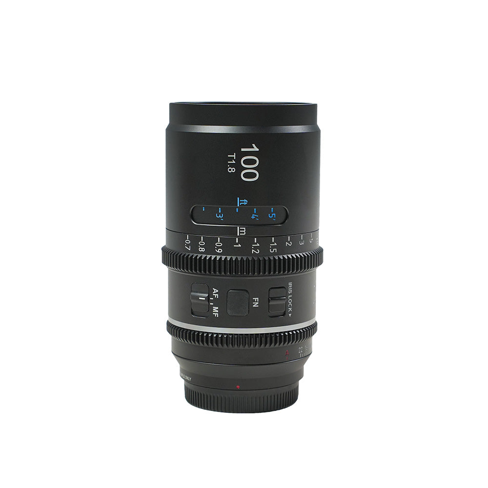 SIRUI Astra Series 1.33x Full Frame Auto Focus Anamorphic Cine Lens 100mm T1.8 with focus and aperture settings