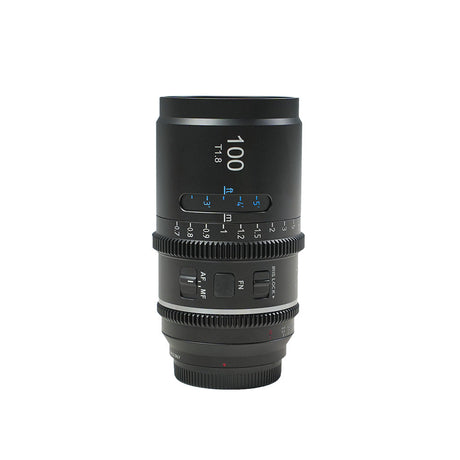 SIRUI Astra Series 1.33x Full Frame Auto Focus Anamorphic Cine Lens 100mm T1.8 with focus and aperture settings