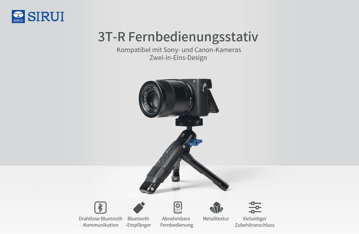 SIRUI 3T-R Ministativo con control remoto integrado, trípode de mano, trípode de mesa