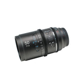 SIRUI Astra Series 1.33x Full Frame Auto Focus Anamorphic Cine Lens 50mm T1.8 showing controls and markings.