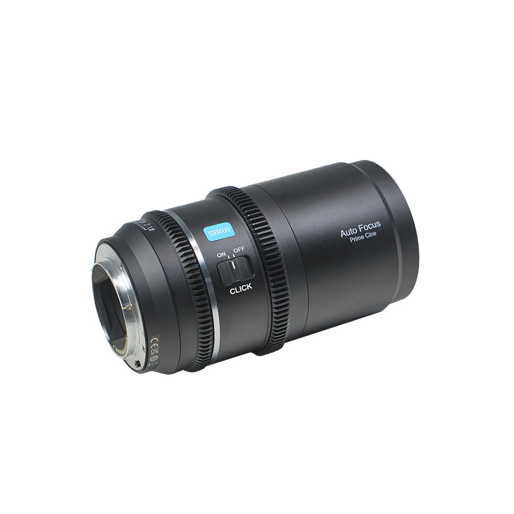 SIRUI Astra Series 1.33x Full Frame Auto Focus Anamorphic Cine Lens shown from the side with focus controls.