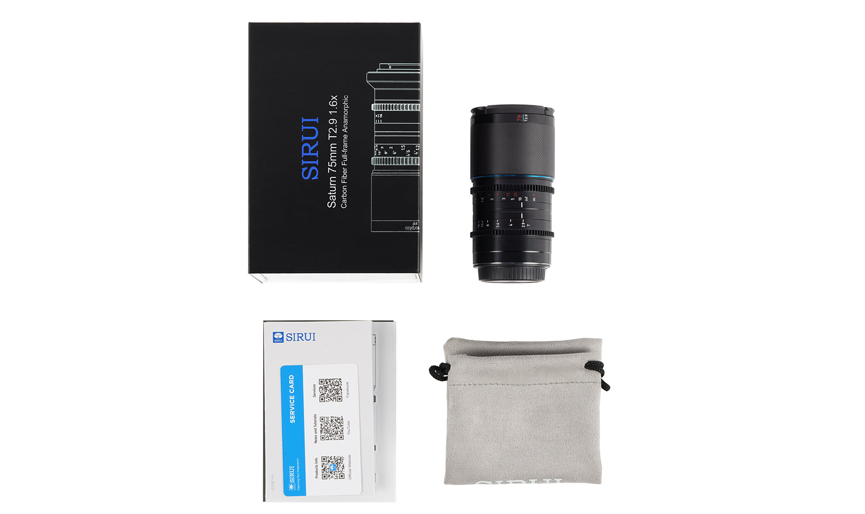 SIRUI Saturn 35/50/75mm T2.9 1.6x anamorphotes Carbon