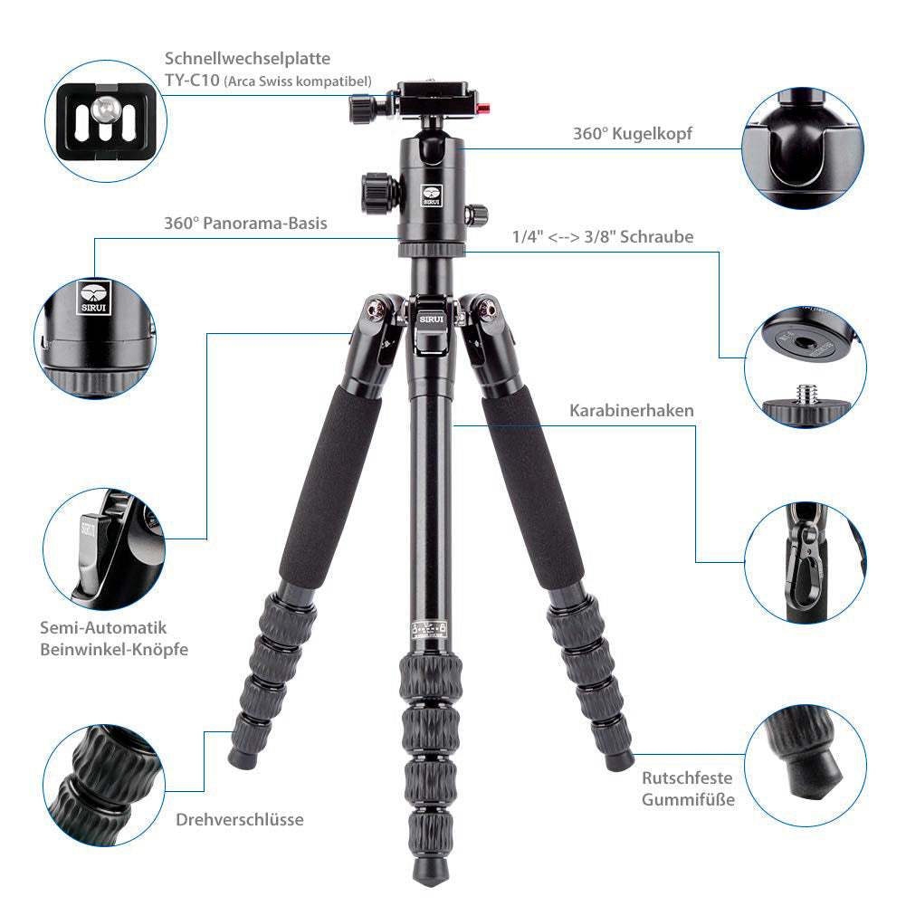 SIRUI AM-005K Traveler UltraLight - aluminum tripod black with D-10K head - AM0 set