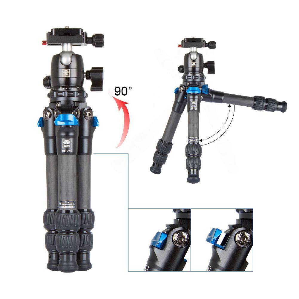 SIRUI AM203 Mini Stativ Kamera Klein Dreibein, Aluminium Ministativ  Tischstativ Mini Tripod mit 360 Panorama B-00K Kugelkopf für Kamera, Max  Höhe 